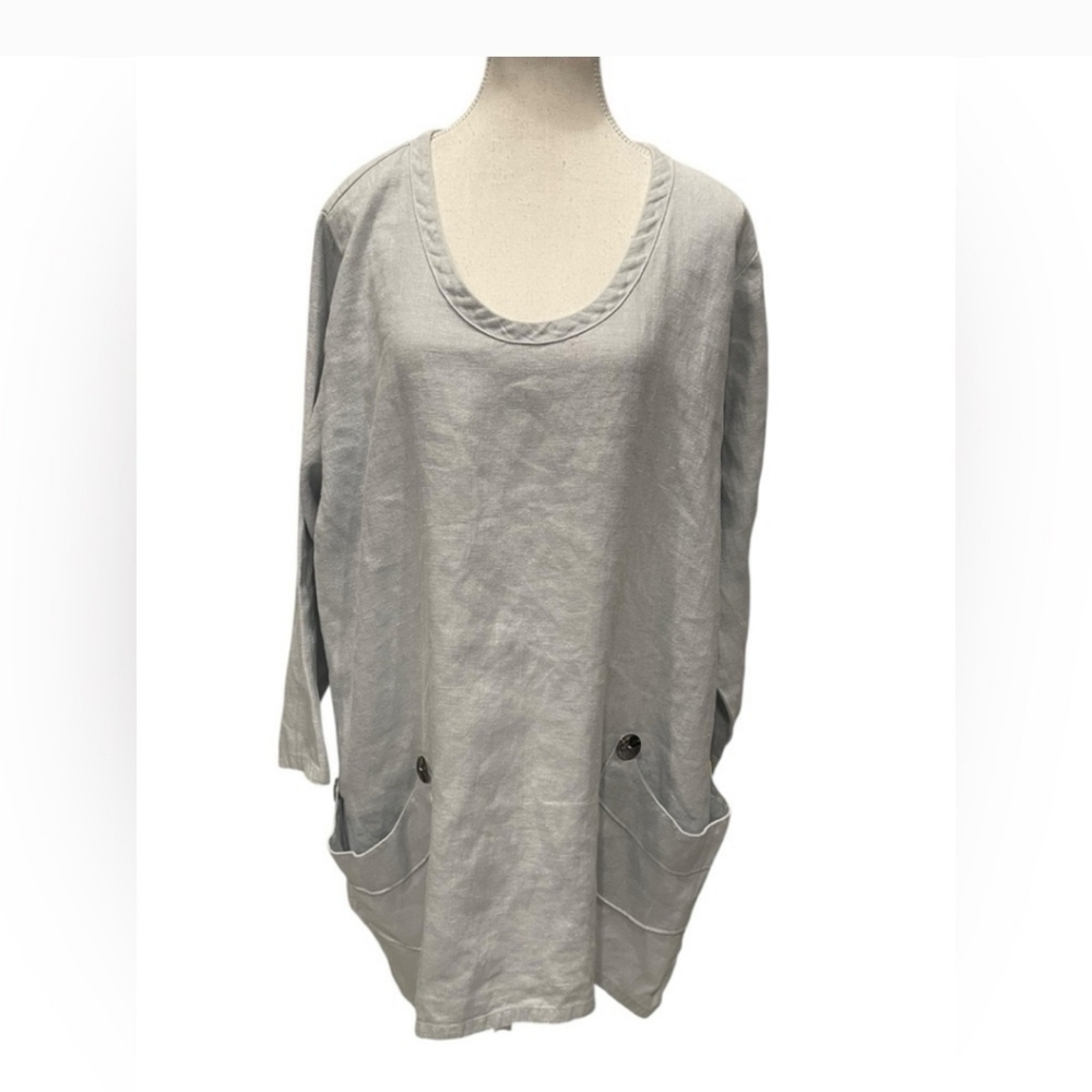 Hearts Desire By Mary Grace Shirt Tunic Ruffles LINEN Lagenlook_Med